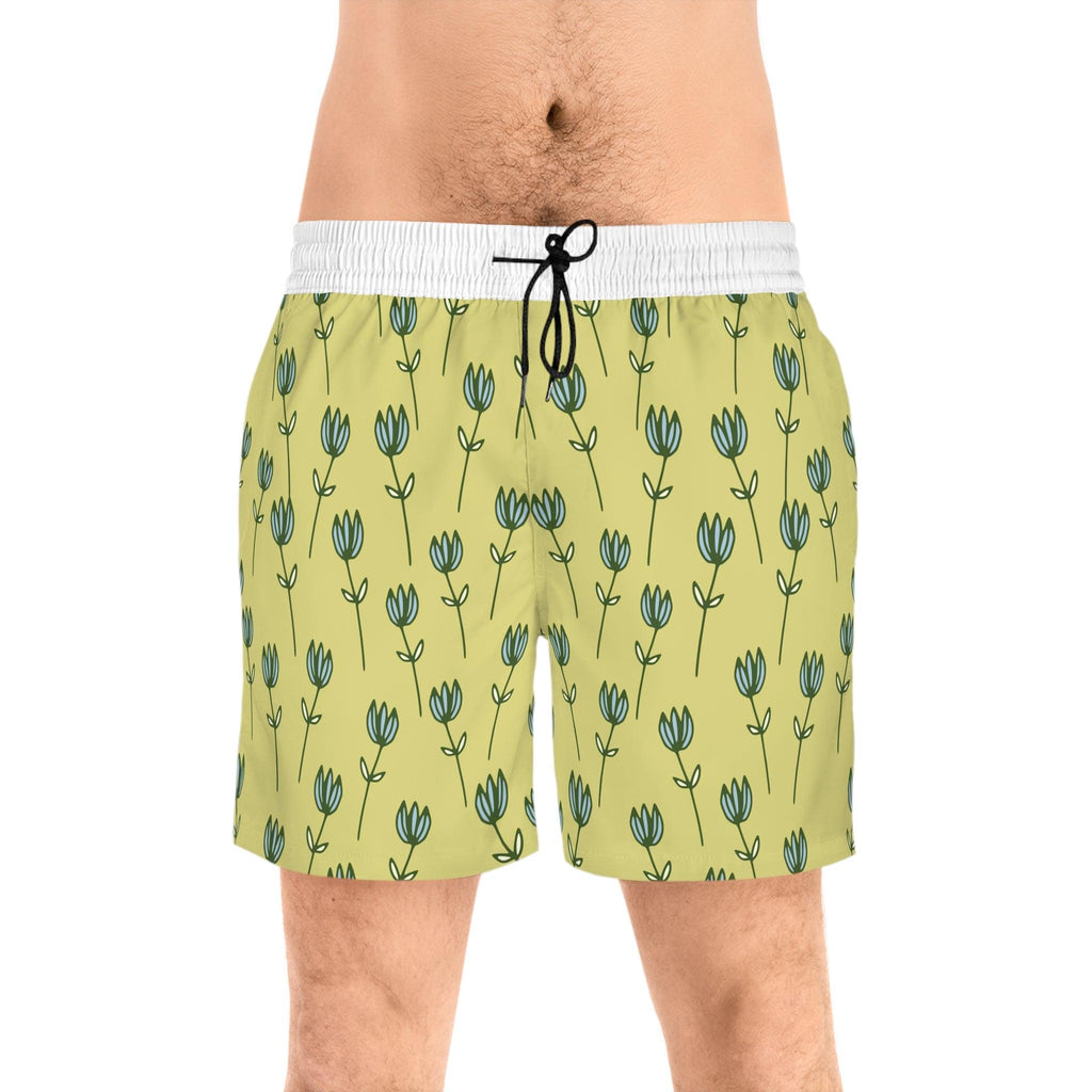 Floral Patterned Mid-Length Swim Shorts for Men - Ocean vibez