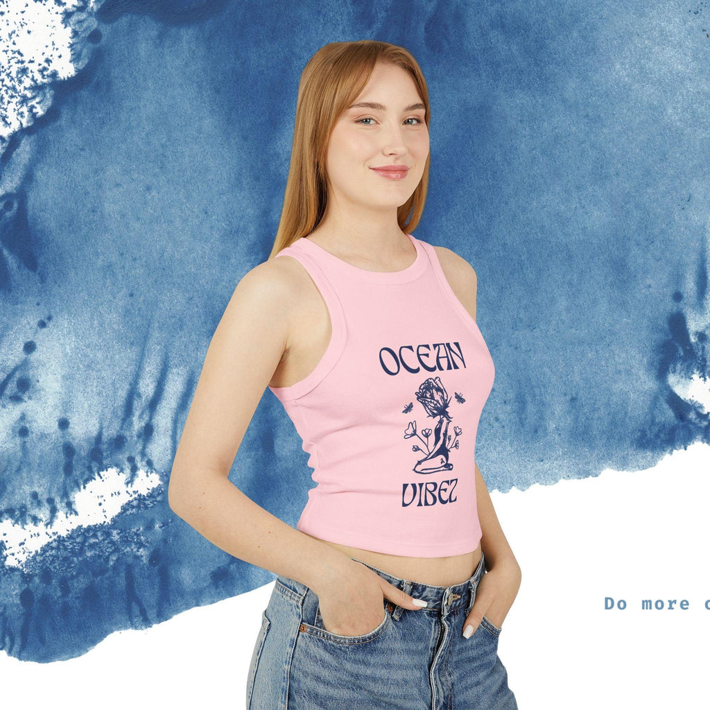 Women's Micro Rib Racer Tank Top - Ocean vibez