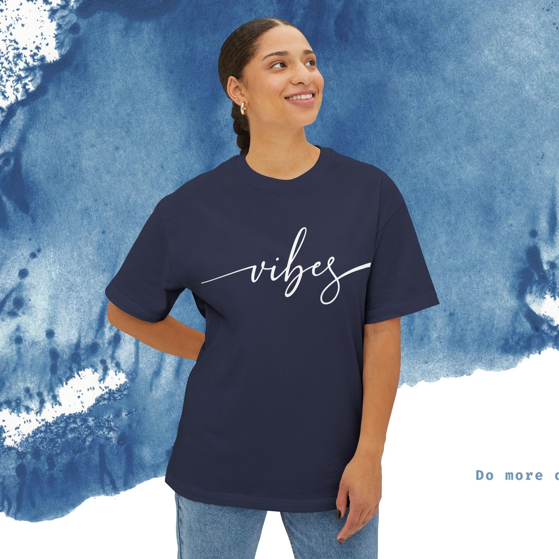 Unisex Oversized T-shirt Boxy Tee - 'Vibes' - Ocean vibez