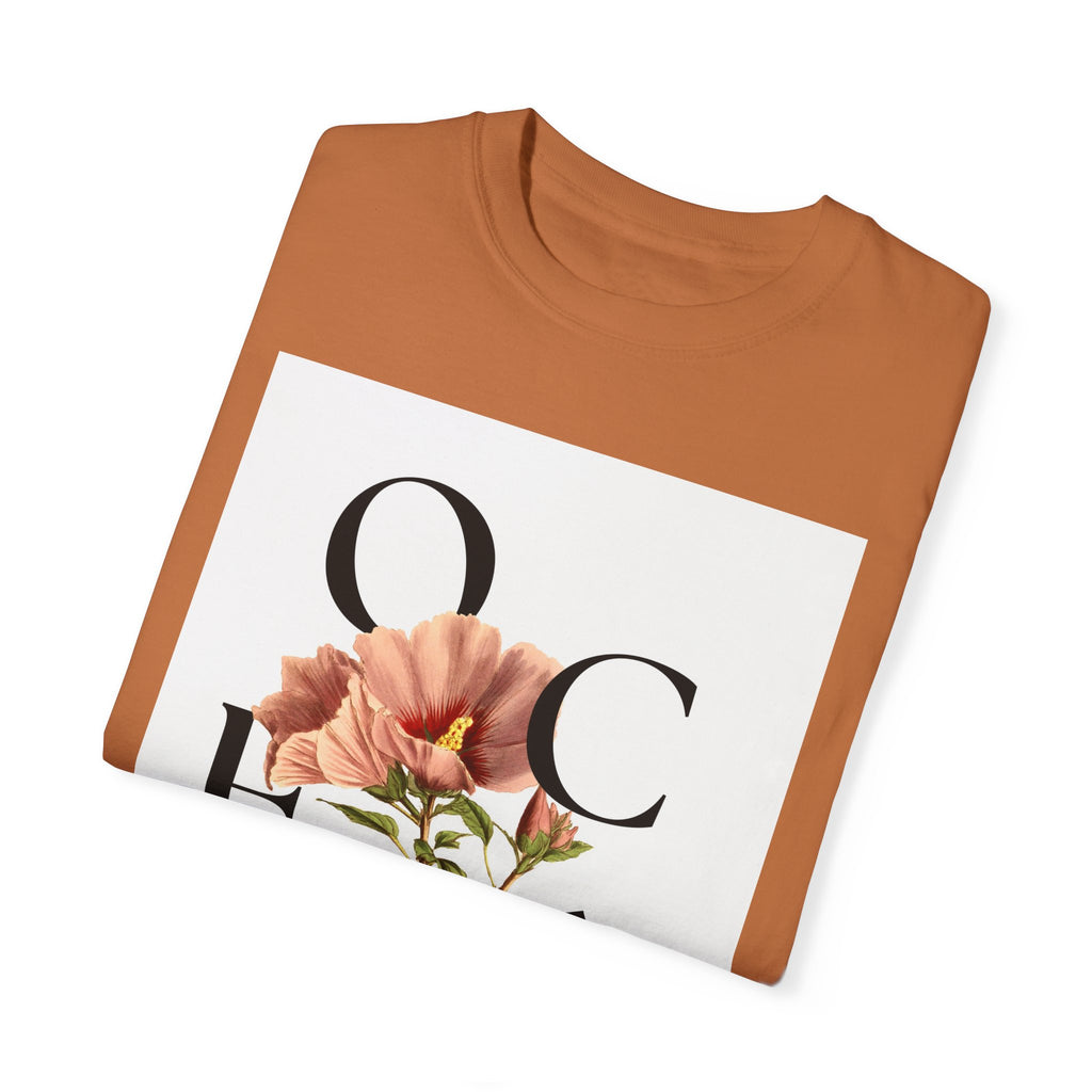 Floral Quote T-Shirt - "Onde Você Está Plantado" - Unisex Garment-Dyed Tee