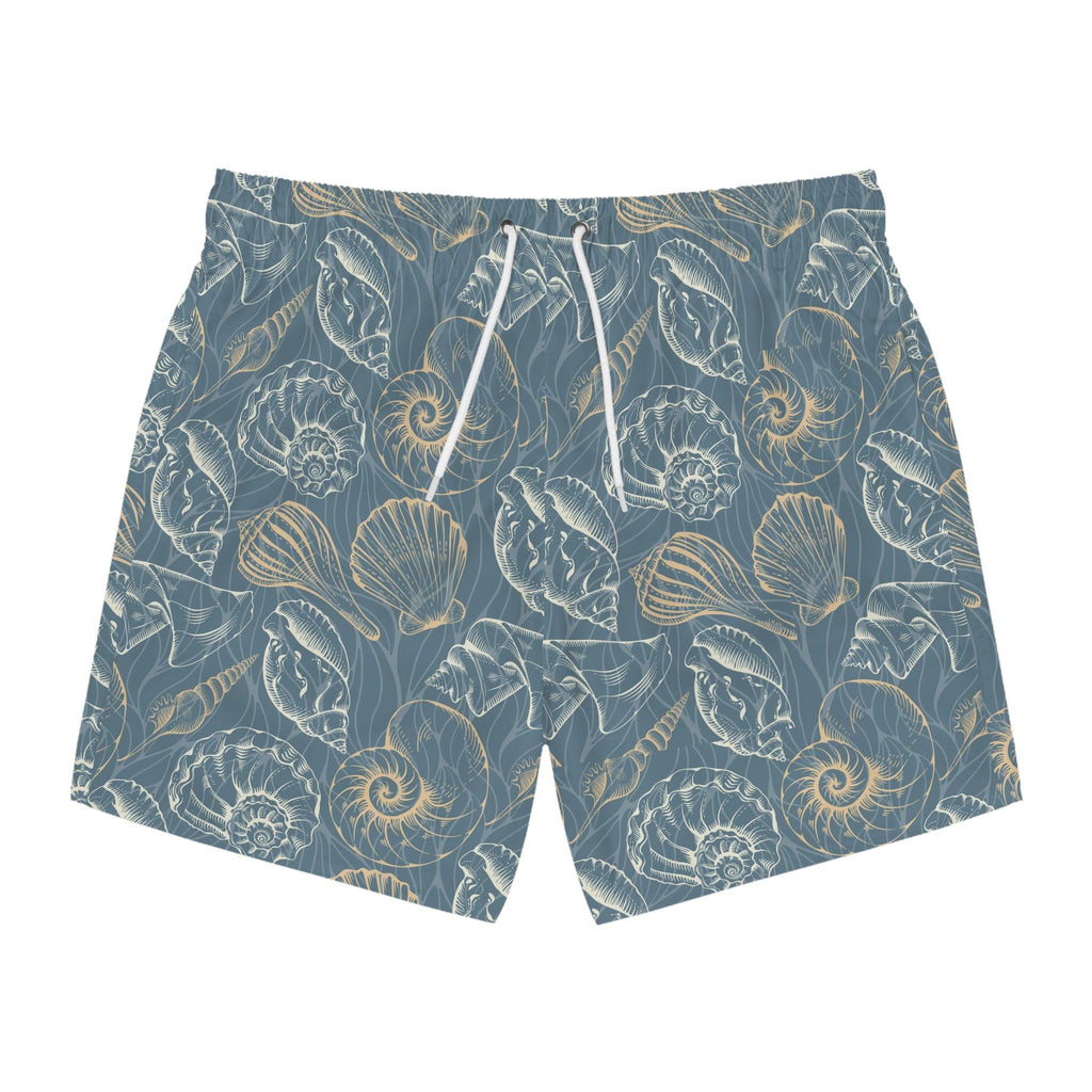 Beach-Ready Swim Trunks with Nautical Shell Print - Ocean vibez