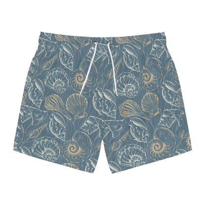 Beach-Ready Swim Trunks with Nautical Shell Print - Ocean vibez
