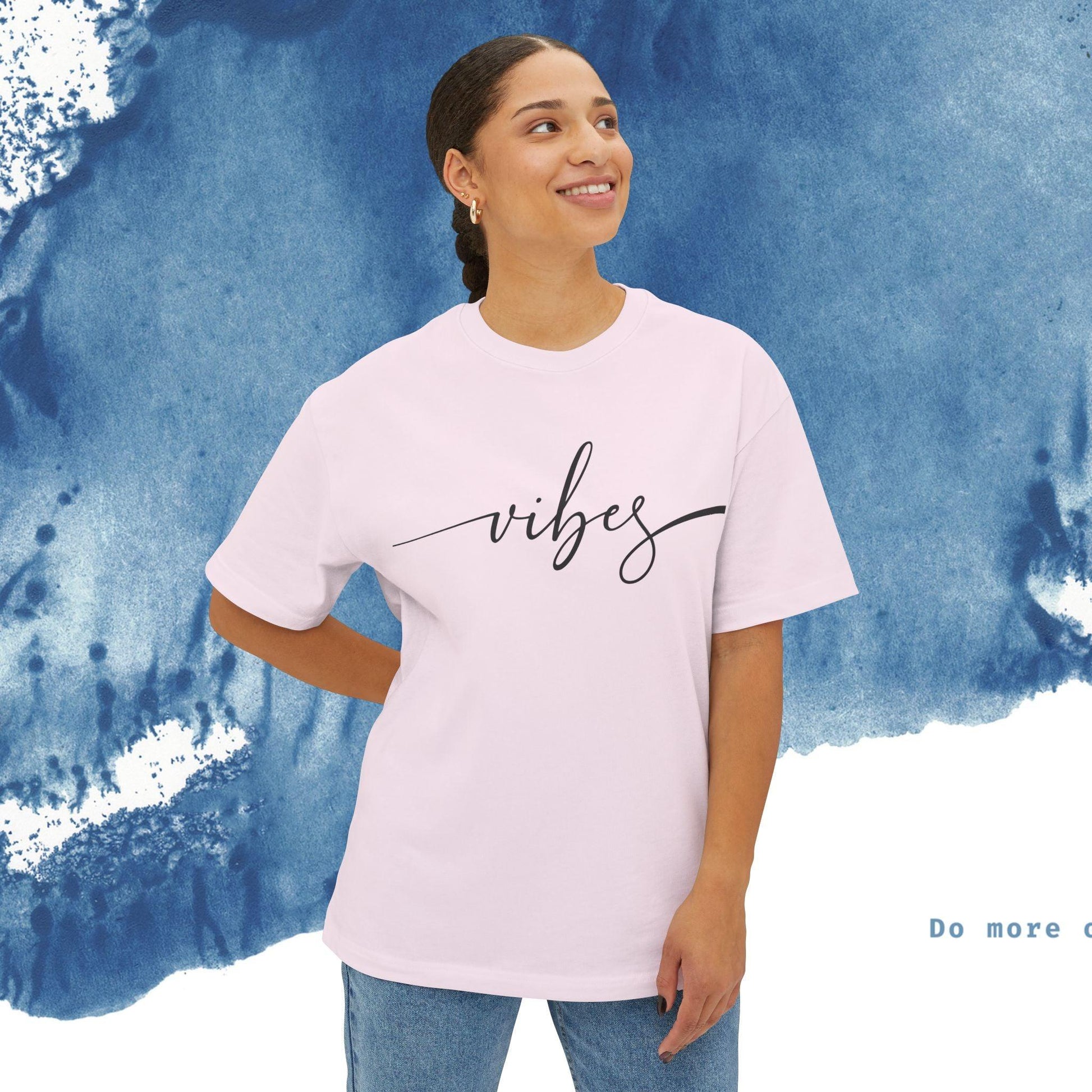 Unisex Oversized T-shirt Boxy Tee - 'Vibes' - Ocean vibez