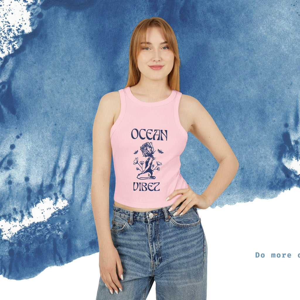 Women's Micro Rib Racer Tank Top - Ocean vibez