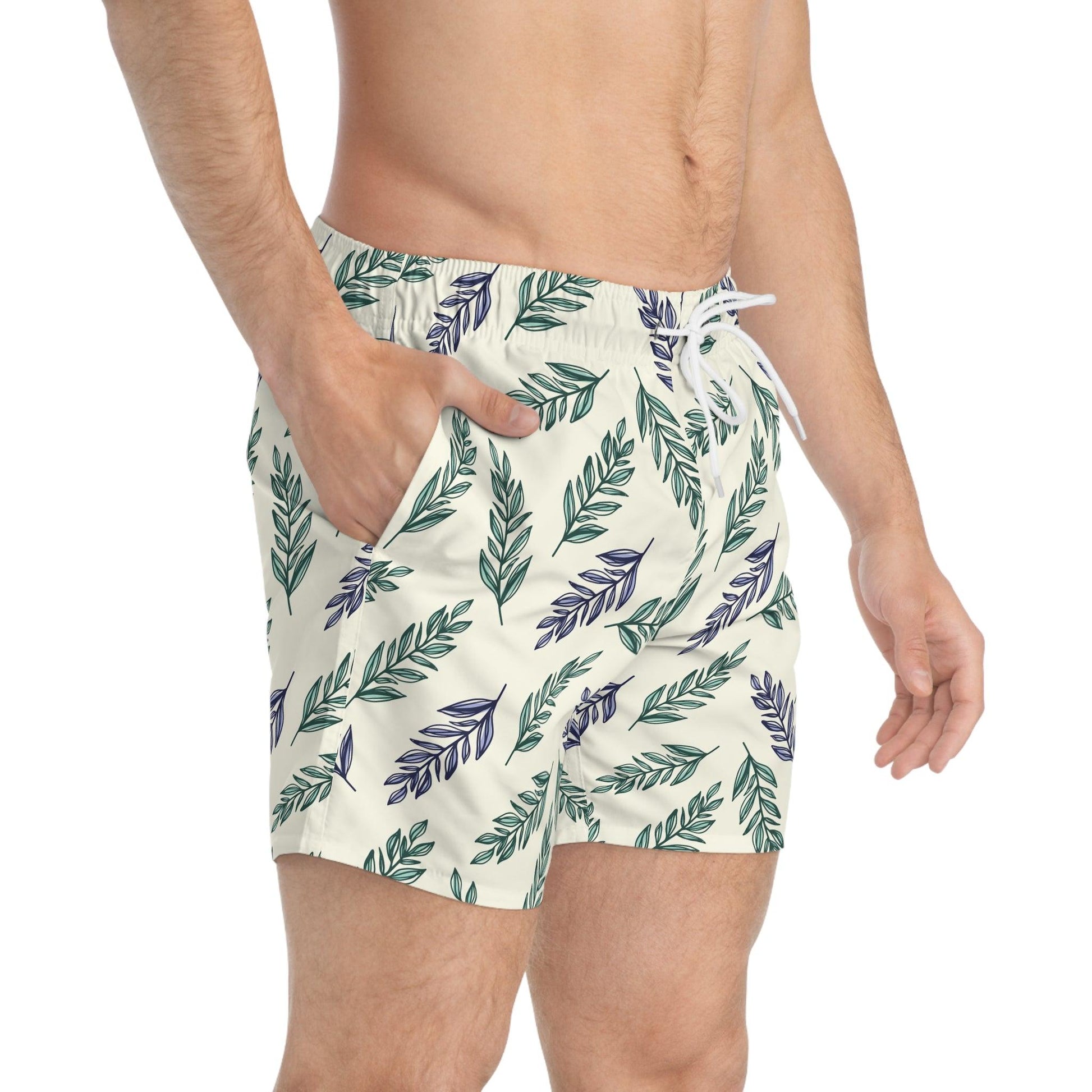 Tropical Leaf Swim Trunks - Stylish Beachwear for Summer Adventures - Ocean vibez