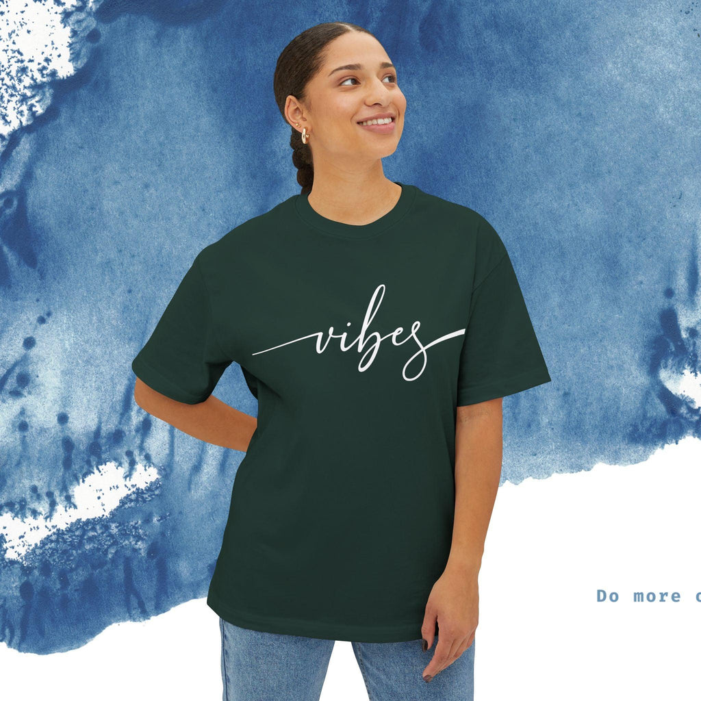 Unisex Oversized T-shirt Boxy Tee - 'Vibes' - Ocean vibez