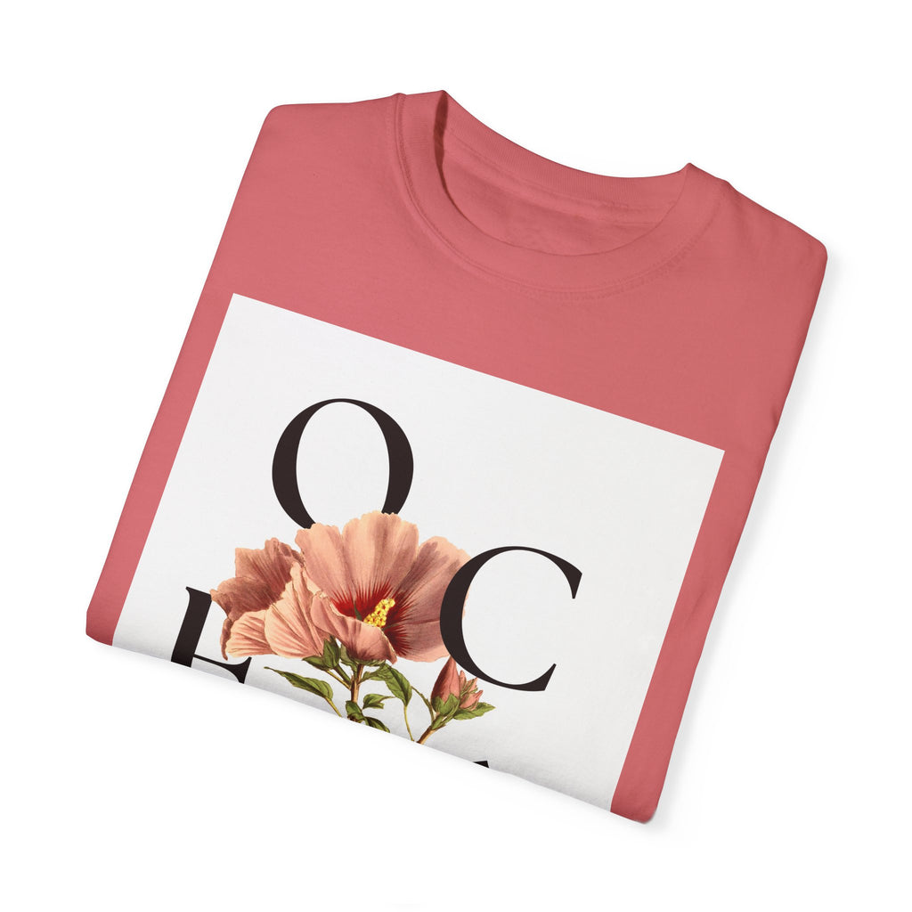 Floral Quote T-Shirt - "Onde Você Está Plantado" - Unisex Garment-Dyed Tee