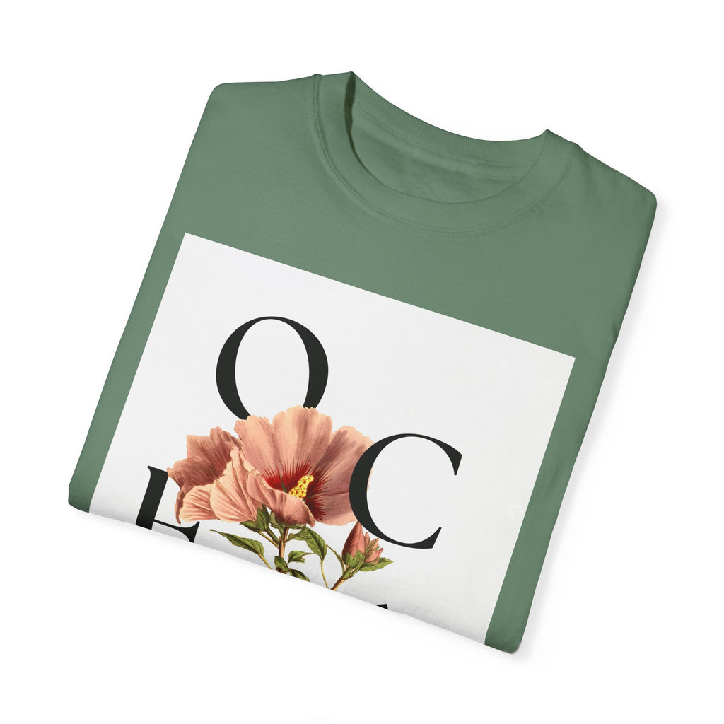 Floral Quote T-Shirt - "Onde Você Está Plantado" - Unisex Garment-Dyed Tee