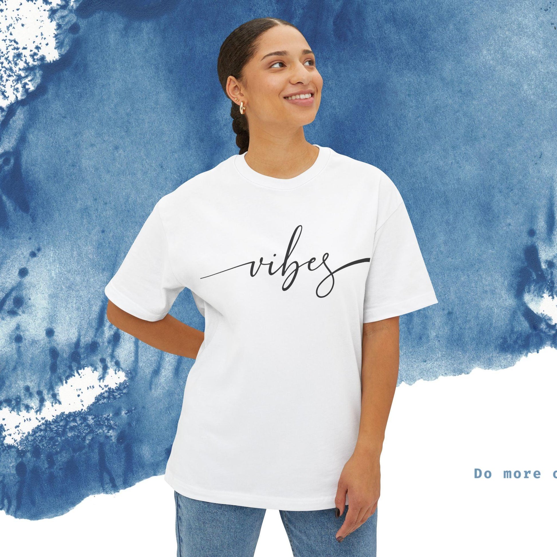 Unisex Oversized T-shirt Boxy Tee - 'Vibes' - Ocean vibez