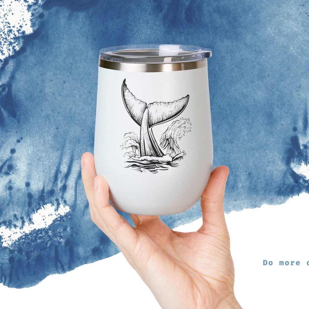 Copo de Vinho Whale Tail - Copo Isolado de 12oz para Amantes da Natureza