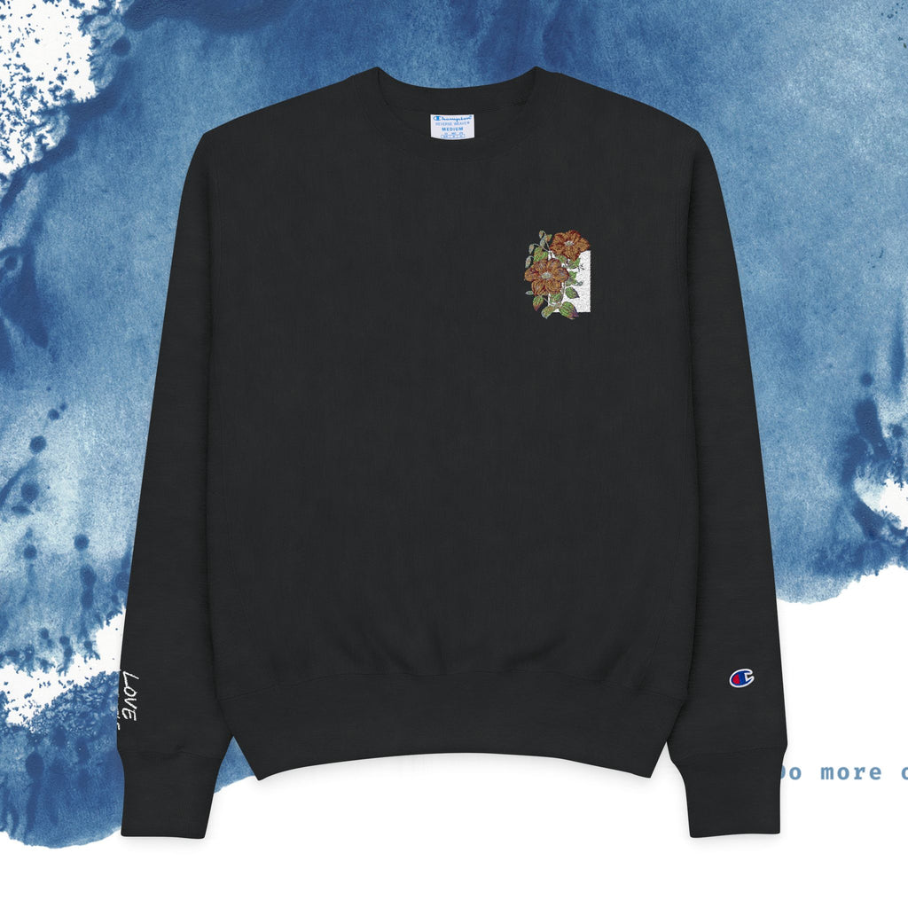 Men's Champion Crewneck Sweatshirt - Floral Love Design - Ocean vibez