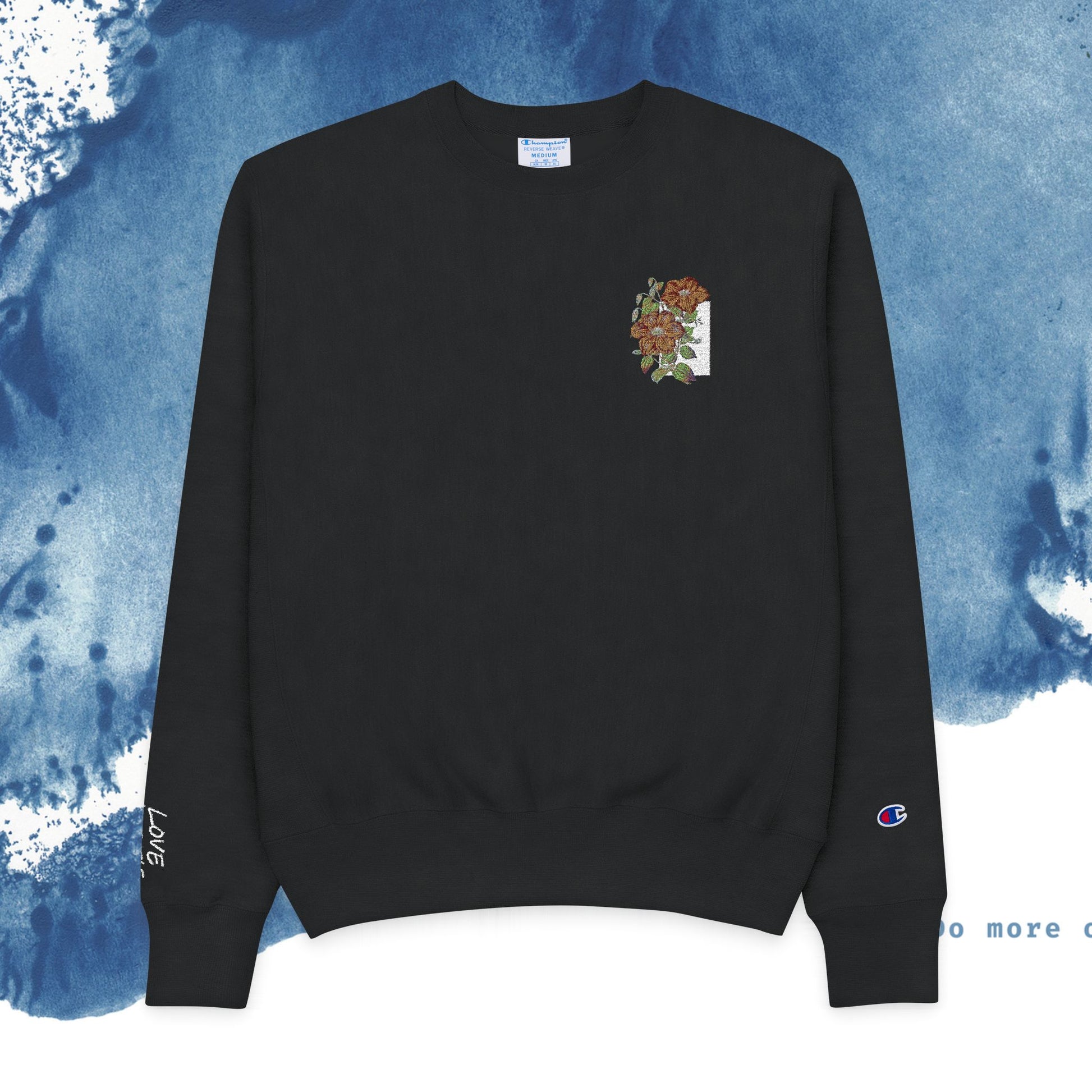 Men's Champion Crewneck Sweatshirt - Floral Love Design - Ocean vibez