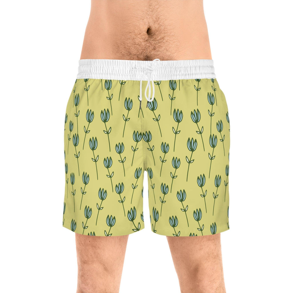 Floral Patterned Mid-Length Swim Shorts for Men - Ocean vibez
