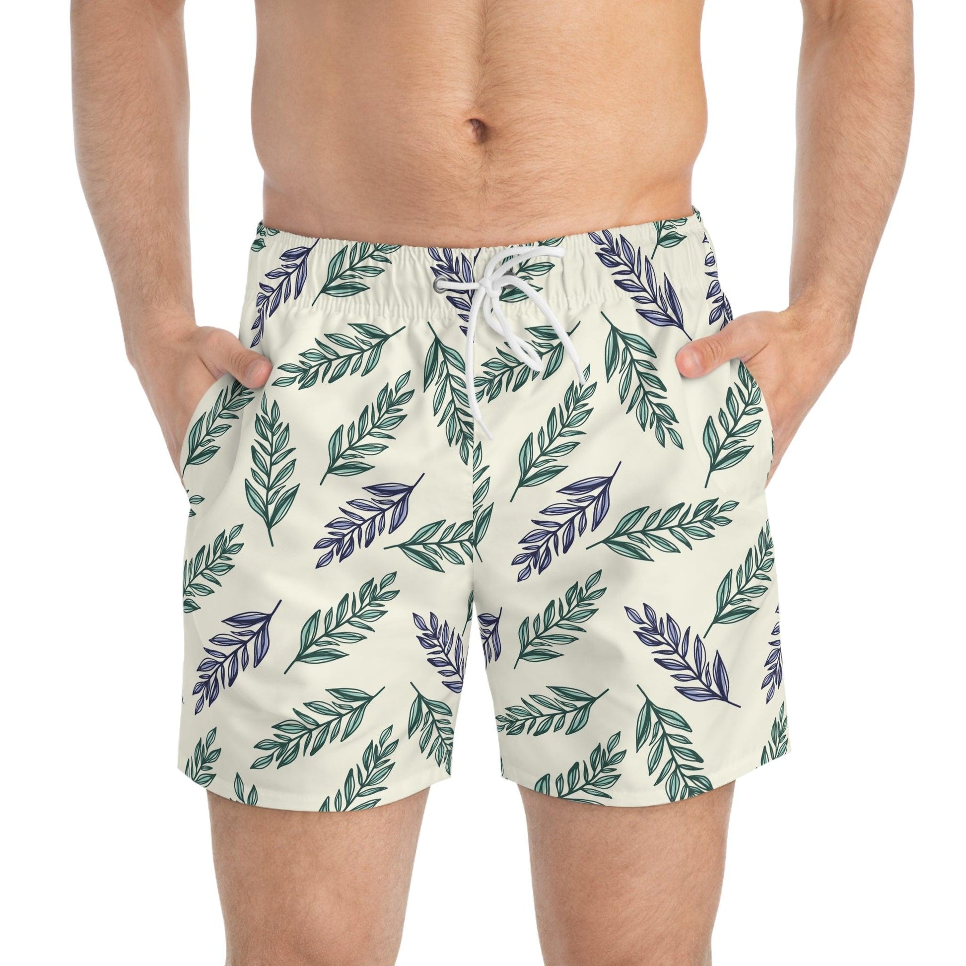 Tropical Leaf Swim Trunks - Stylish Beachwear for Summer Adventures - Ocean vibez