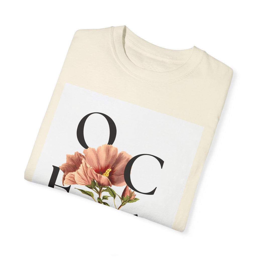 Floral Quote T-Shirt - "Onde Você Está Plantado" - Unisex Garment-Dyed Tee