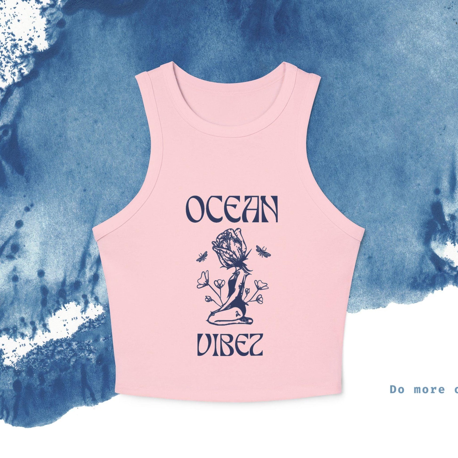Women's Micro Rib Racer Tank Top - Ocean vibez
