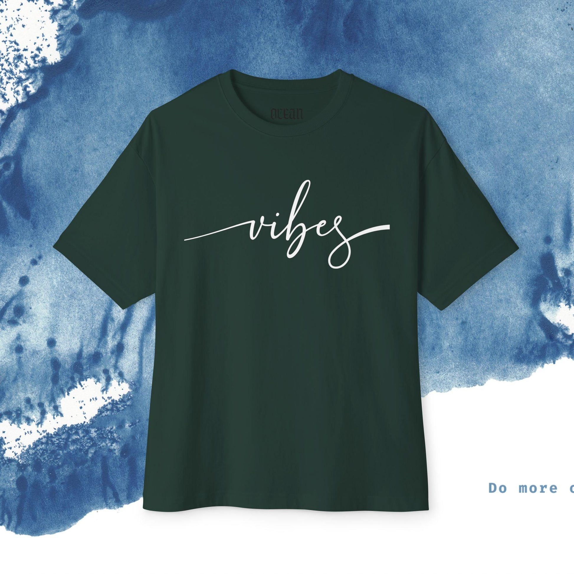 Unisex Oversized T-shirt Boxy Tee - 'Vibes' - Ocean vibez
